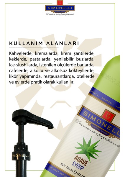 Kahve ve Kokteyl Şurubu Agave 700 ml + Pompa Simonelli fiyatları
