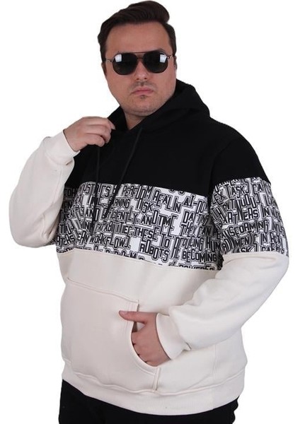 Büyük Beden Kapüşonlu 3ip Sweat Transforming 25713 Sıyah