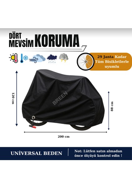 Siyah Kilit Uyumlu Bisiklet Brandası, Bisiklet Koruma Örtüsü, Su ve Toz Geçirmez, 4 Mevsim Koruma fiyatları