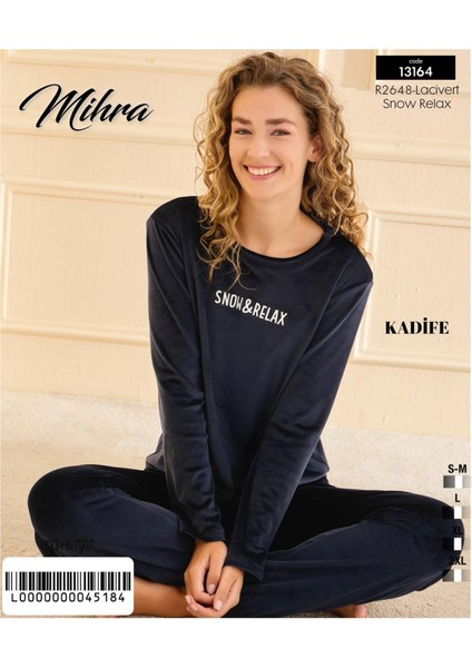 Kadın Kışlık Bisiklet Yaka Kadife Pijama Takımı 13164L - 1 Adet fiyatları