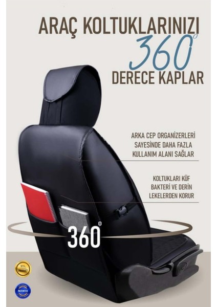 Opel Vectra C Uyumlu Yarı Deri Oto Koltuk Kılıfı Tam Set Vena Siyah