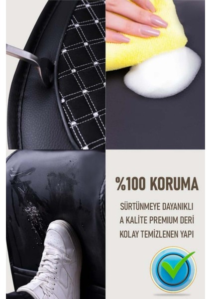 Fiat Siena Uyumlu Yarı Deri Oto Koltuk Kılıfı Tam Set Vena Siyah-Beyaz