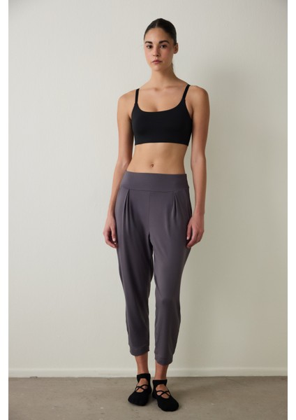 Antrasit Yüksek Bel Bilek Boy Yoga Pantolonu