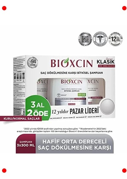 Bitkisel Saç Dökülme Karşıtı Şampuan 3X300 ml fiyatları