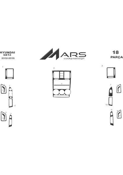 Hyundai Getz Konsol-Torpido Kaplama 2002-2005 16 Parça Karbon