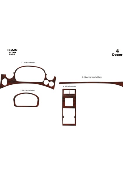 Isuzu Novo Konsol-Torpido Kaplama 2009-201 4 Parça Maun