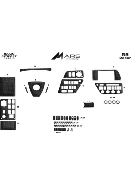 Isuzu City Port Konsol-Torpido Kaplama 2015- Karbon