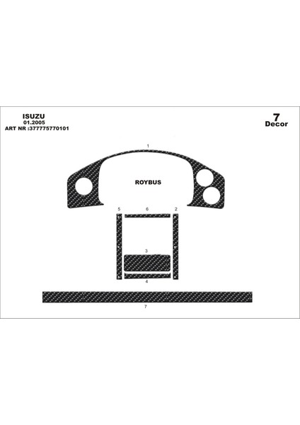 Isuzu Roybus C Konsol-Torpido Kaplama 2007 7 Parça Karbon