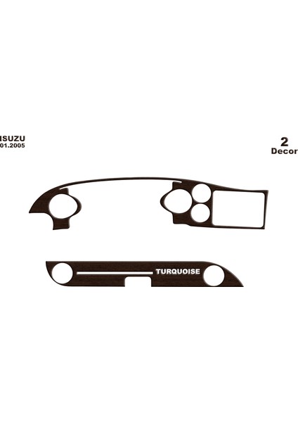 Isuzu Turkuaz Konsol-Torpido Kaplama 2005 2 Parça Koyu Meşe