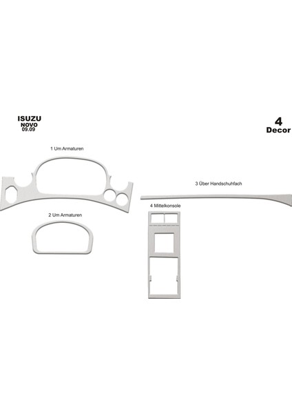 Isuzu Novo Konsol-Torpido Kaplama 2009- Alüminyum
