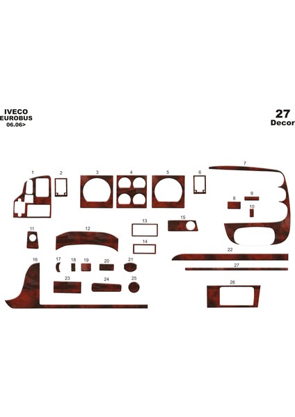 Iveco Eurobus Konsol-Torpido Kaplama 2006 27 Parça Maun