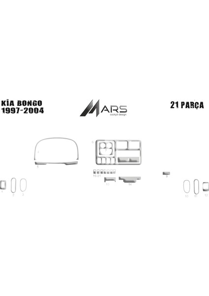 Kia Bongo Torpido/konsol Kaplama 1997-2004 21 Parça Alüminyum