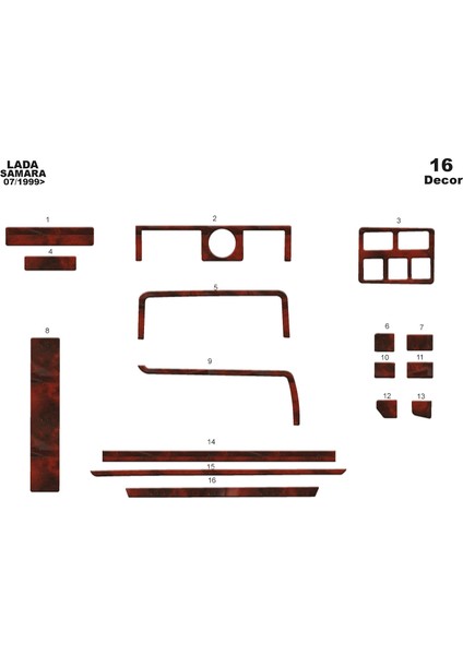 Lada Samara Konsol-Torpido Kaplama 1999-2002 16 Parça Maun