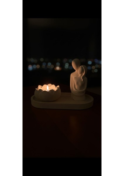 Soft Sevgili Lotus Lotus Çiçeği Mumluk Üçlü Set