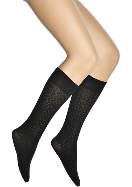 Irmak Desenli Mikro Dizaltı Kadın Çorap