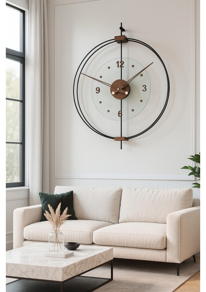 Xl Boy Rosa Siyah/ceviz Premium – Çift Çemberli Lüks Büyük Sessiz Duvar Saati, 60X75 cm ✨ modelleri