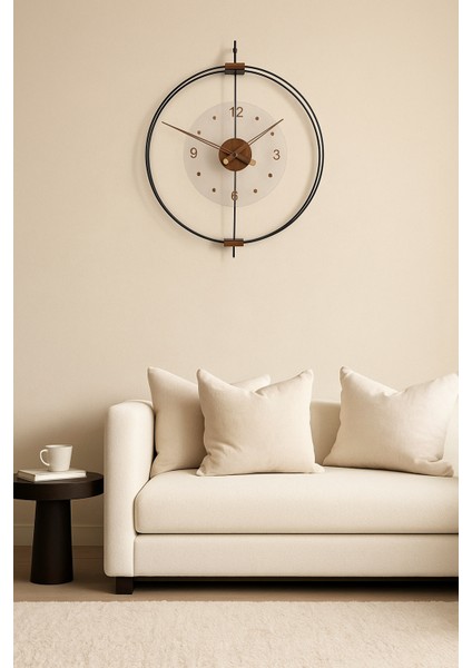 Xl Boy Rosa Siyah/ceviz Premium – Çift Çemberli Lüks Büyük Sessiz Duvar Saati, 60X75 cm ✨ fırsatları