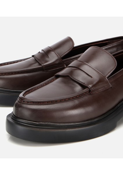 02AYH311850A480 ERKEK Deri Kahverengi Yüksek Tabanlı Klasik Loafer modelleri