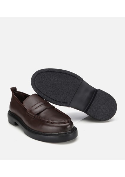02AYH311850A480 ERKEK Deri Kahverengi Yüksek Tabanlı Klasik Loafer