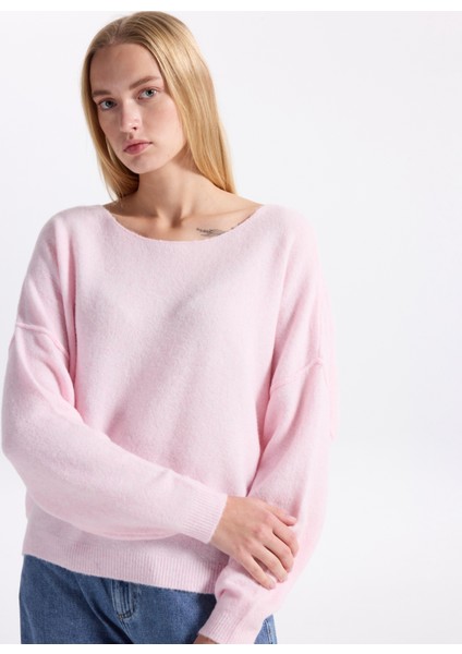 Kayık Yaka Standart Pembe Kazak Kadın DAM225H25DRACHI