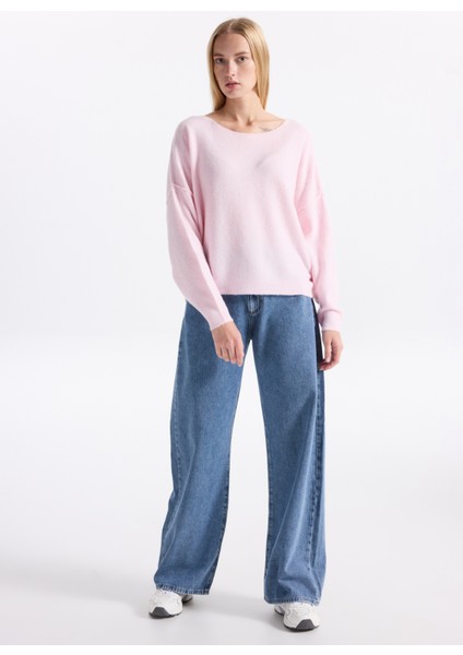 Kayık Yaka Standart Pembe Kazak Kadın DAM225H25DRACHI fiyatları