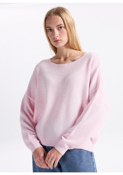 Kayık Yaka Standart Pembe Kazak Kadın DAM225H25DRACHI modelleri