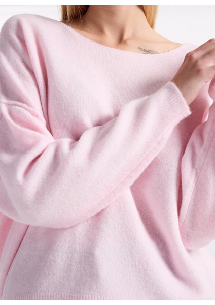 Kayık Yaka Standart Pembe Kazak Kadın DAM225H25DRACHI fırsatları