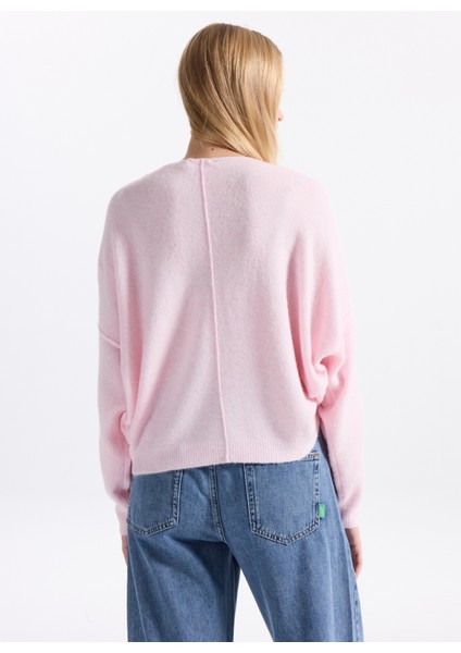 Kayık Yaka Standart Pembe Kazak Kadın DAM225H25DRACHI indirimleri