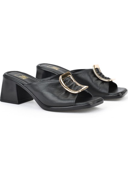, Kadın Hakiki Deri Topuklu Terlik 151992Z19008 Siyah fiyatları