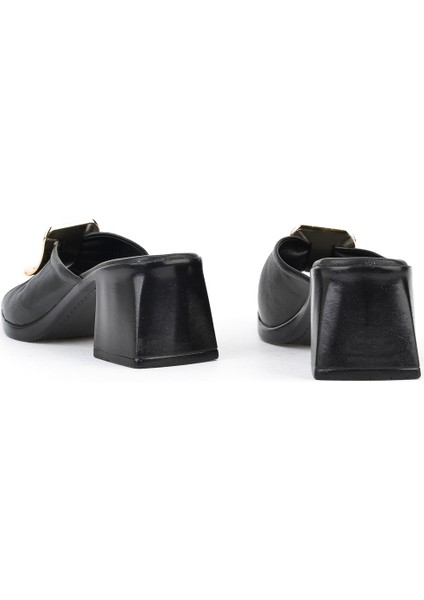 , Kadın Hakiki Deri Topuklu Terlik 151992Z19008 Siyah modelleri