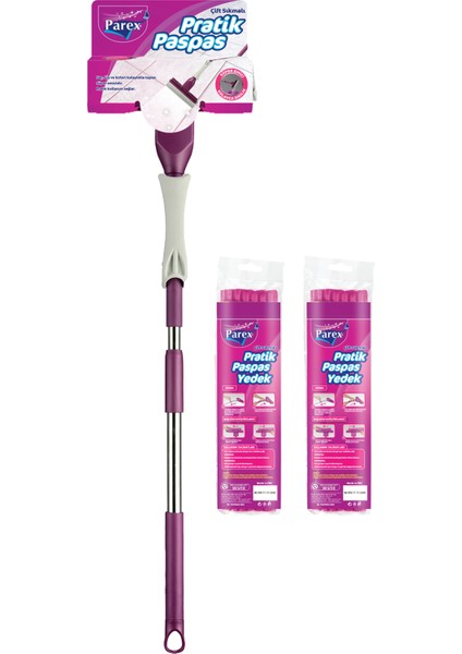 Pratik Paspas Çift Sıkmalı + 2'li Yedek Mop fiyatları