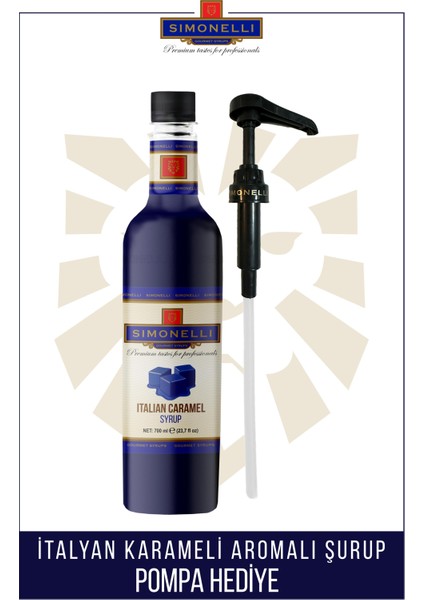 Kahve ve Kokteyl Şurubu Italyan Karamel Aromalı 700 ml + Pompa