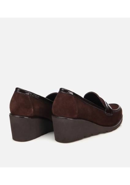 01AYH315580A480 KADIN Süet Deri Kahverengi Rahat Dolgu Topuklu Günlük Loafer fırsatları