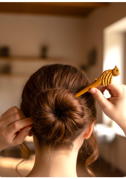 Çalıkuşu Model Altın Varaklı El Yapımı Topuz Tokası