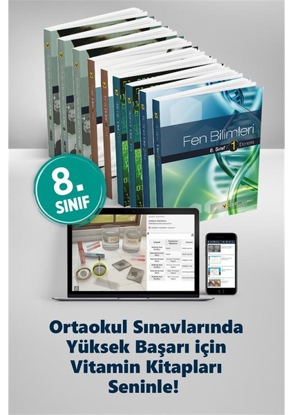 8. Sınıf Tüm Dersler Kitap ve Dijital Eğitim Seti | 9 Kitap, Video Çözüm ve Deneme Sınavları