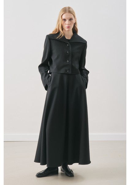 Kemer Detaylı Kloş Etek Siyah modelleri