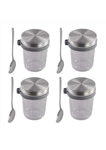 Mason Kavanozlar Gecelik Yulaflar İçin 4 Paket 350ml Gece Yulaf Yulaf Kavan İle Kavanoz ve Hava geçirmez Paslanmaz Çelik Kapaklar Kahvaltı Potları (Yurt Dışından)