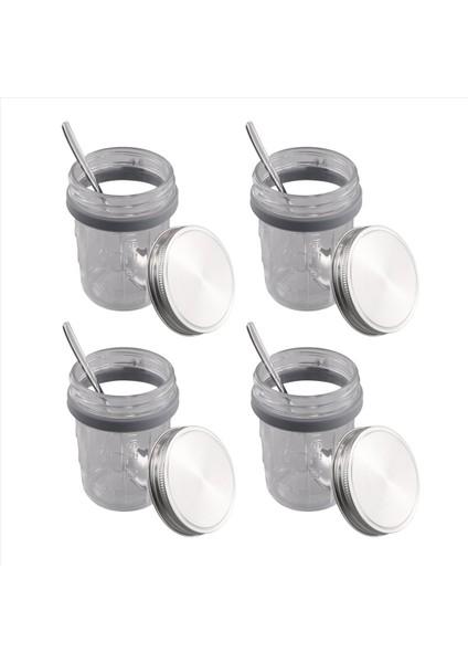 Mason Kavanozlar Gecelik Yulaflar İçin 4 Paket 350ml Gece Yulaf Yulaf Kavan İle Kavanoz ve Hava geçirmez Paslanmaz Çelik Kapaklar Kahvaltı Potları (Yurt Dışından)