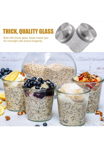 Mason Kavanozlar Gecelik Yulaflar İçin 4 Paket 350ml Gece Yulaf Yulaf Kavan İle Kavanoz ve Hava geçirmez Paslanmaz Çelik Kapaklar Kahvaltı Potları (Yurt Dışından)