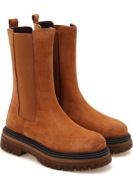 Adella Taba Kadın Yandan Lastikli Süet Deri Chelsea Bot