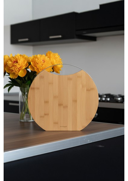 Zoe - Çelik Kulplu Kesme Tahtası Yuvarlak Küçük fiyatları