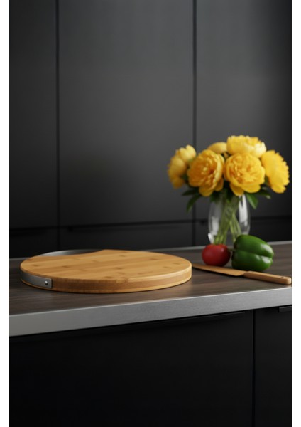 Zoe - Çelik Kulplu Kesme Tahtası Yuvarlak Küçük modelleri