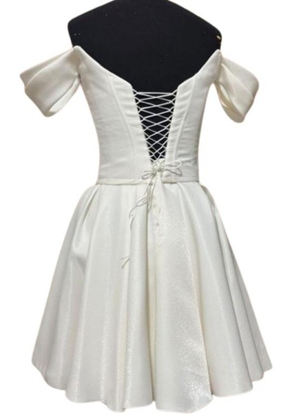 2584 El Yapımı Büstiyer ve Etek 2'li Takım Işıltılı Saten Gelinlik - 38 / 40 Beden modelleri