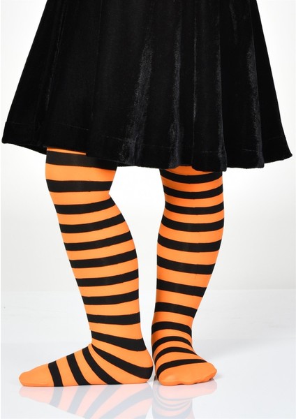 Halloween Holley Turuncu-Siyah Çember Desenli Çocuk/Bebek Külotlu