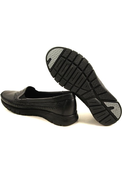 29413-G Kadın Siyah Memory Foam Deri Ayakkabı