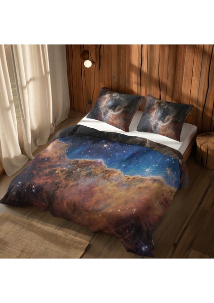 James Webb Kozmik Tarantula & Kozmik Uçurum Çift Taraflı Nevresim Takımı - 200 cm x 220 cm