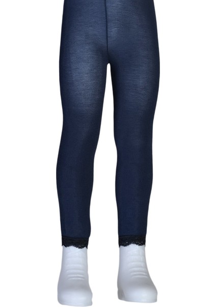 Bileği Dantelli Cotton Çocuk Tayt