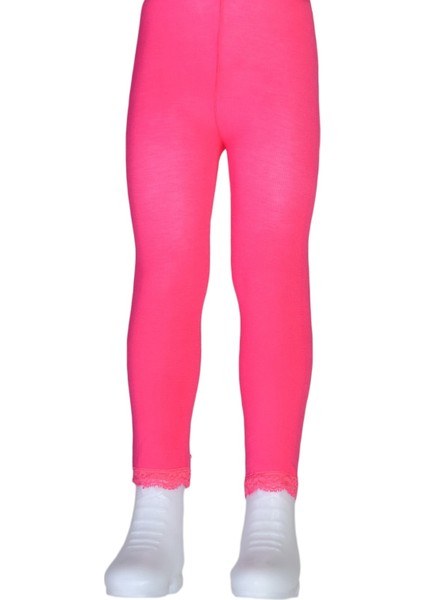 Bileği Dantelli Cotton Çocuk Tayt