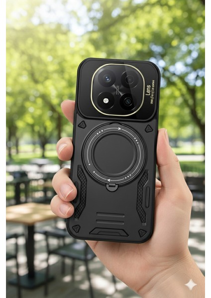 Xiaomi Mi 14T&14T Pro Için Kılıf Kamera Lens Koruyuculu Magsafe Destekli 360 Dönen Halka Stand Kapak