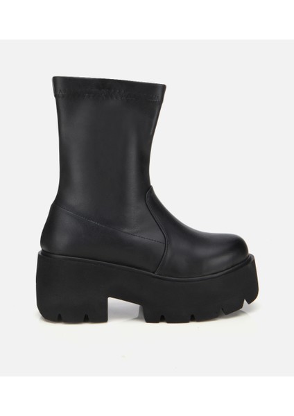 01BOH315050A100 KADIN Siyah Streç Kalın Tabanlı Yüksek Topuklu Bot